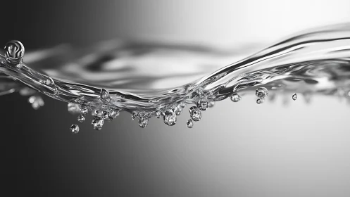 Crystal water wave flows in midair with luminous clarity