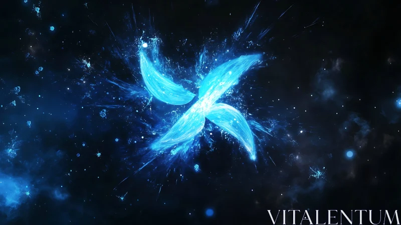 Luminescent cosmic X-shape explodes within deep nebular void