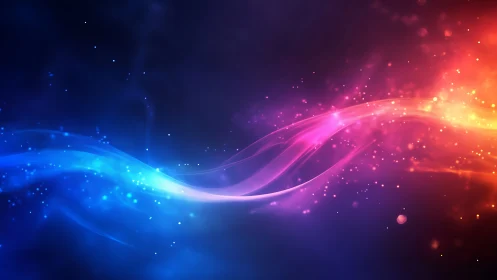 Chromatic energy waves arc across a deep nebular gradient