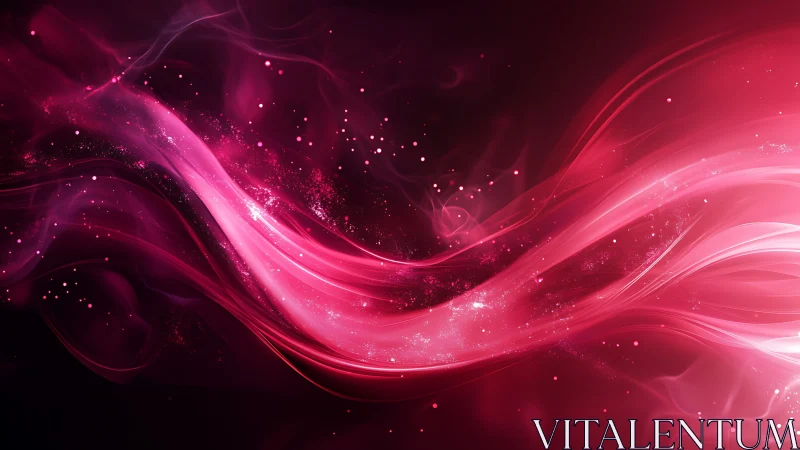 Luminous pink energy waves flow through a shimmering cosmic void