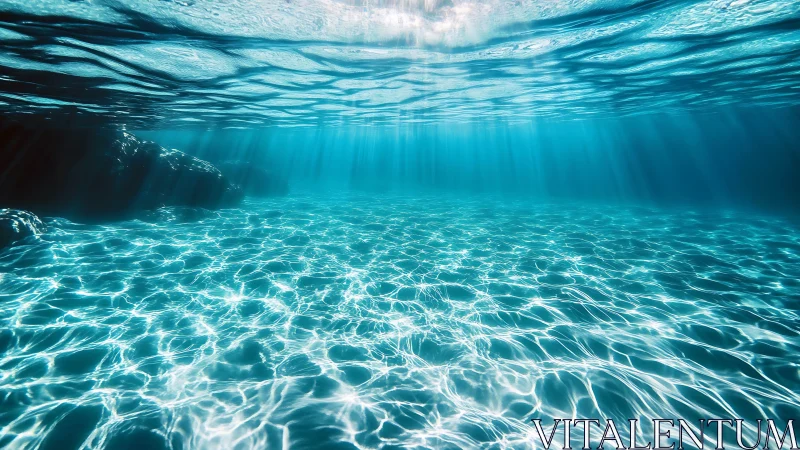Sunlit underwater seafloor displays caustic light refraction patterns