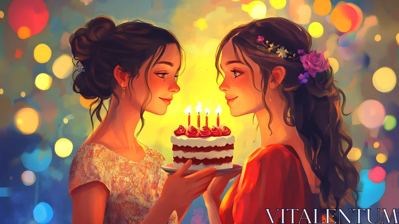 Twin Wishes: Candlelit Connection Between Sisters.