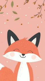 Smiling autumn fox sharing cozy woodland happiness.