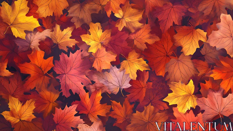 Whispering maple confetti swirling in ember bright autumn.