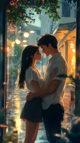 Two Hearts Converge Against Rain-Soaked Evening Glow