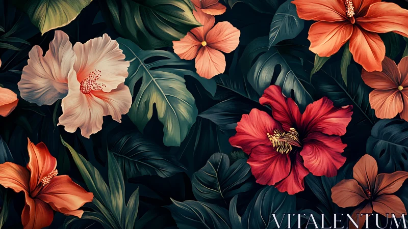 Tropical Blooms Dancing in Darkness.