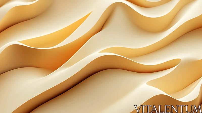 Cream and gold abstract waves in smooth layered folds.