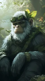 Jungle tactician in goggles daydreams between green missions