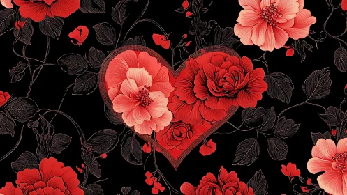 Heart-Shaped Floral Arrangement with Red Flowers