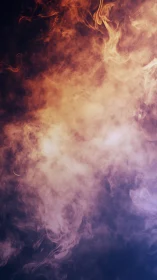 Swirling orange and violet smoke cloud on dark background.
