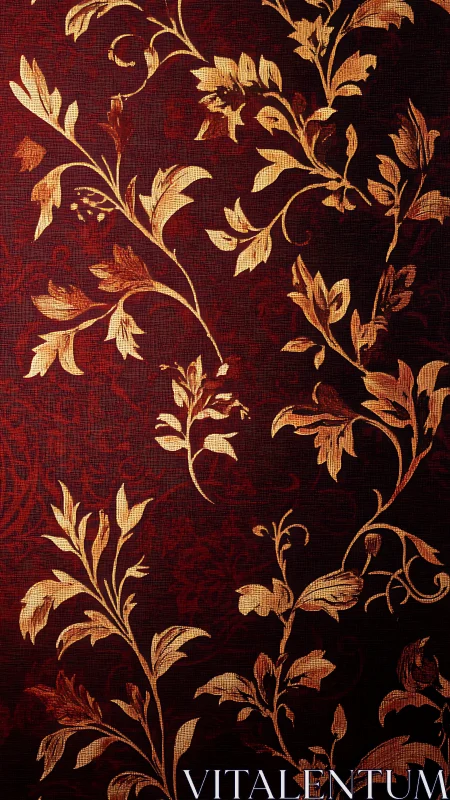 Gilded floral vines drifting across deep burgundy twilight.