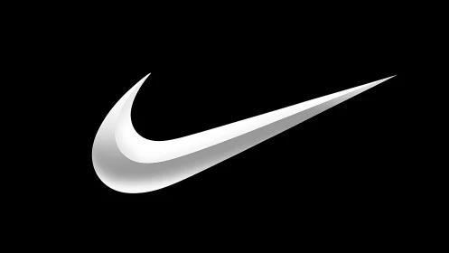 Bold white swoosh flows confidently across deep black