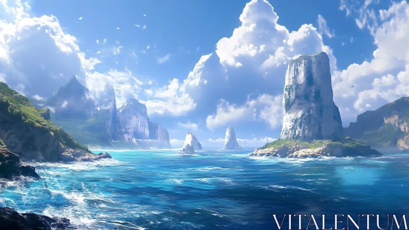 Majestic Island Towers Rise From Turquoise Waters