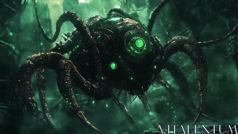 Neon abyss machine awakens with cold emerald hunger