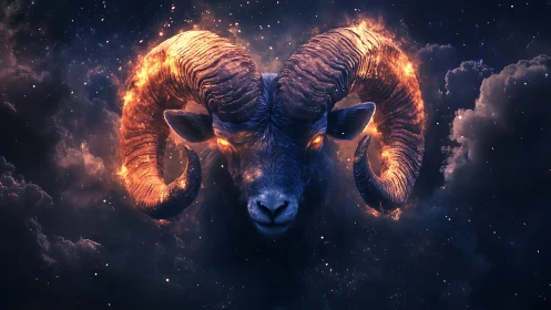 Blazing cosmic ram head emerges from stormy nebula clouds