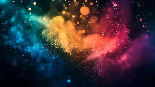 Multicolored particle field forms diffuse cloud in dark space