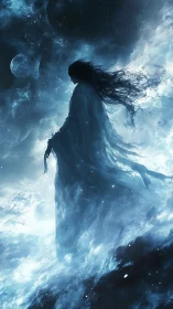 Celestial wanderer drifting through luminous cosmic tides.