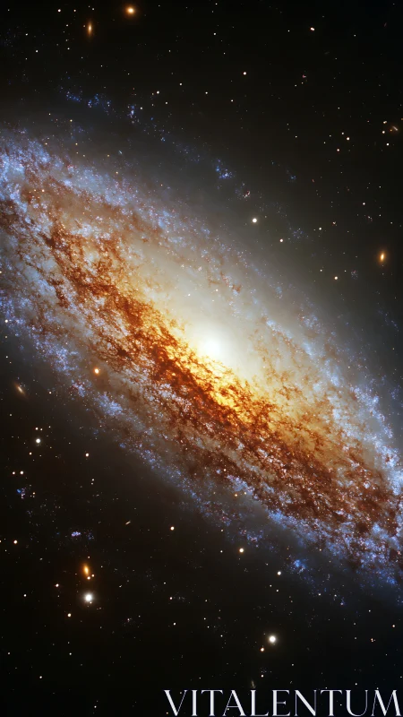 Edge-on spiral galaxy glows with dense dust lanes and starfields