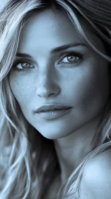 Close cropped monochrome portrait of young woman.