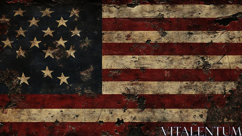 Heavily weathered American flag texture with corroded surface detail