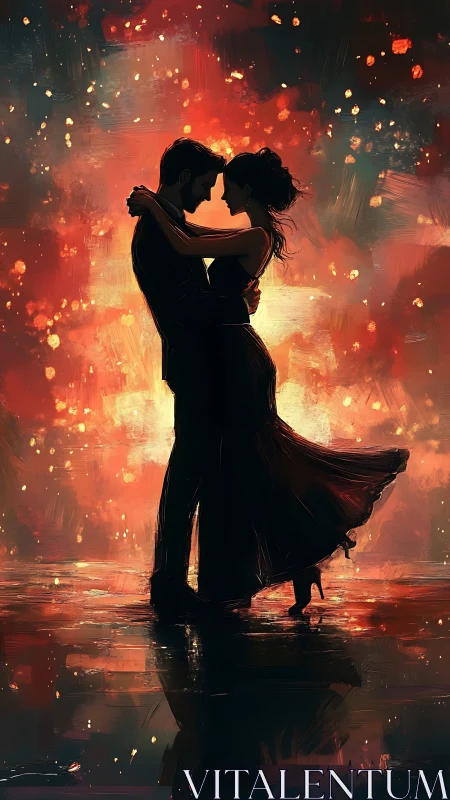 Passionate Silhouette: Love Burning Bright.