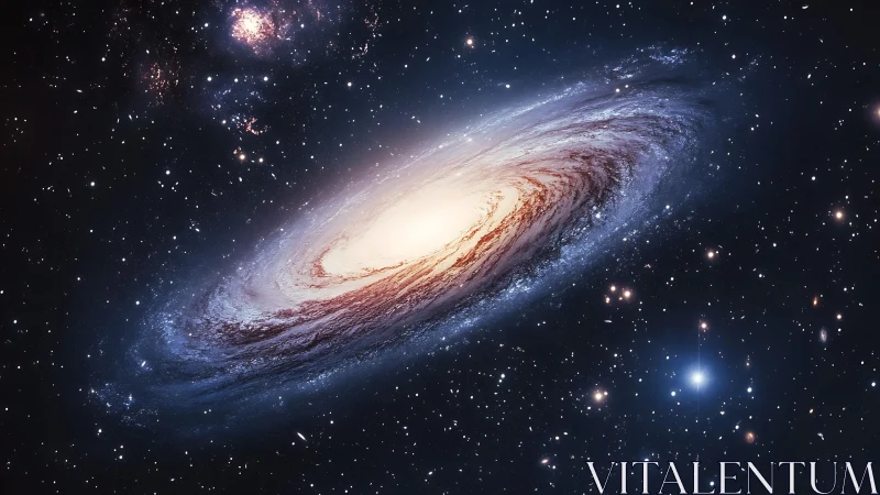 Spiral galaxy glows in deep space with luminous star halo