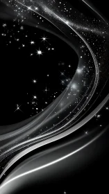 Starlit silver currents spiral across a velvet-black void.