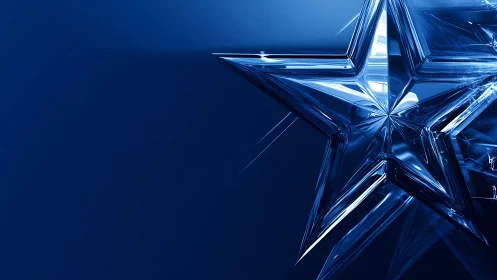 3D crystalline star composition in deep monochrome blue field.