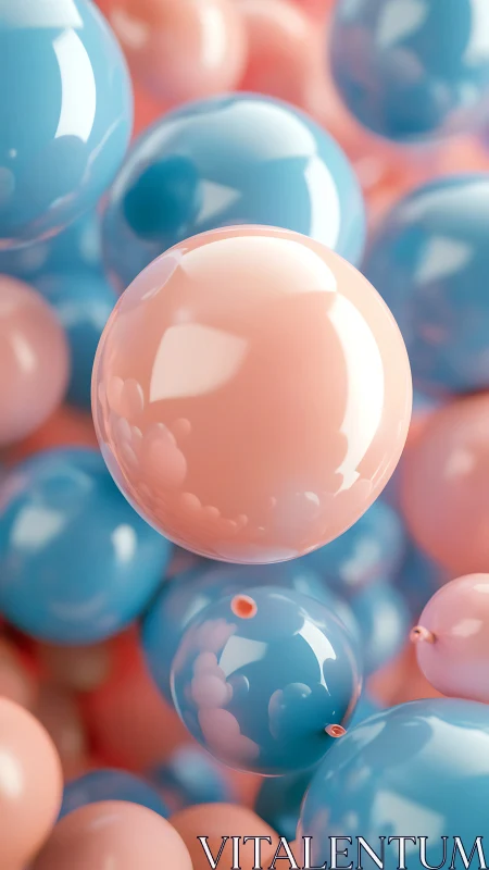 High-gloss pastel balloons rendered with depth-of-field bokeh