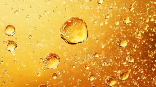 Golden bubbles drifting in a sunlit, sparkling liquid world.