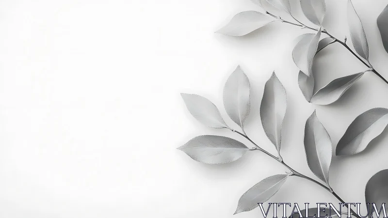 Soft silver leaves drifting across a quiet white sky.