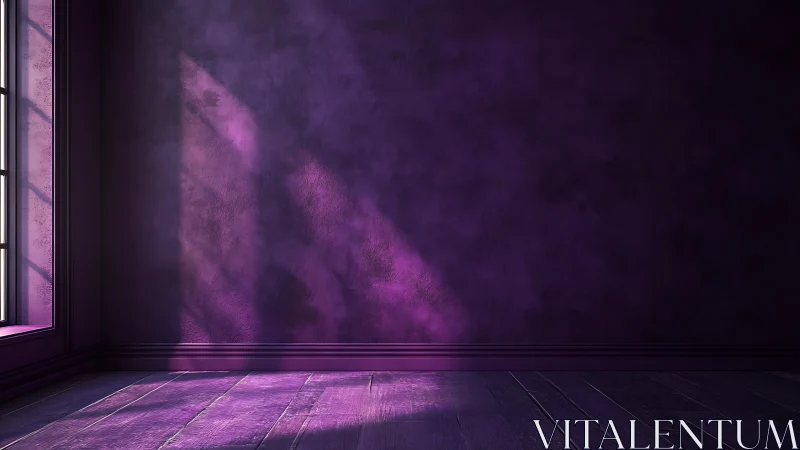 Purple interior corner receives angled window light projection