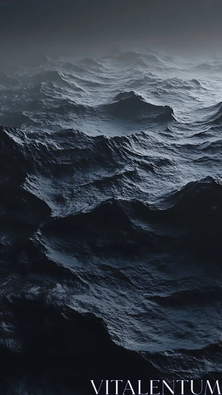 Endless stormy ocean swells roll into the dark horizon.