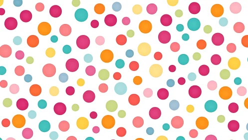 Multicolored circular dot pattern is distributed on white