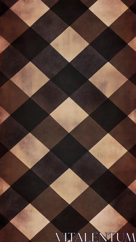 Diagonal plaid lattice in distressed brown leather texture