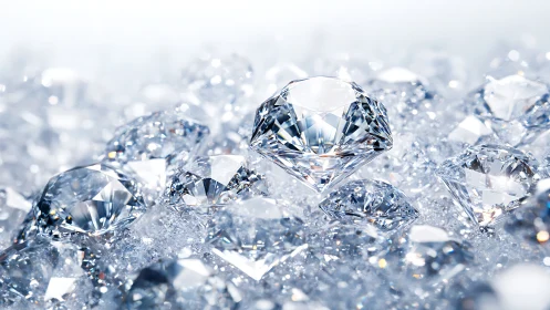 Optically resolved macro array of faceted brilliant diamonds.