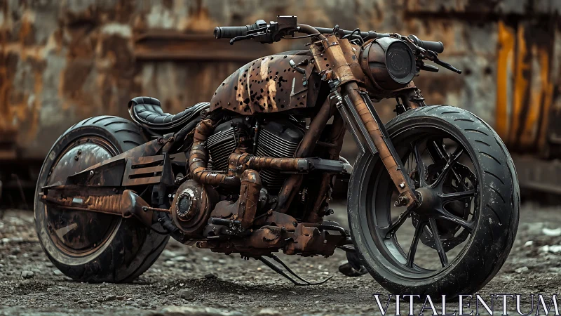 Rust-born wasteland cruiser growls in industrial twilight.