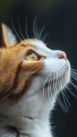 An Curious Orange and White Cat Looking Upward with Wonder