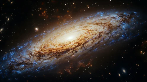 Spiral galaxy glows with dense starfields in deep space