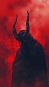 Horned cloaked demon figure in dense red smoke atmosphere.