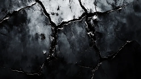Dark cracked concrete surface with high contrast detail.