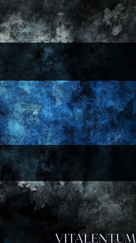 Textured blue stripe bands within distressed abstract field.