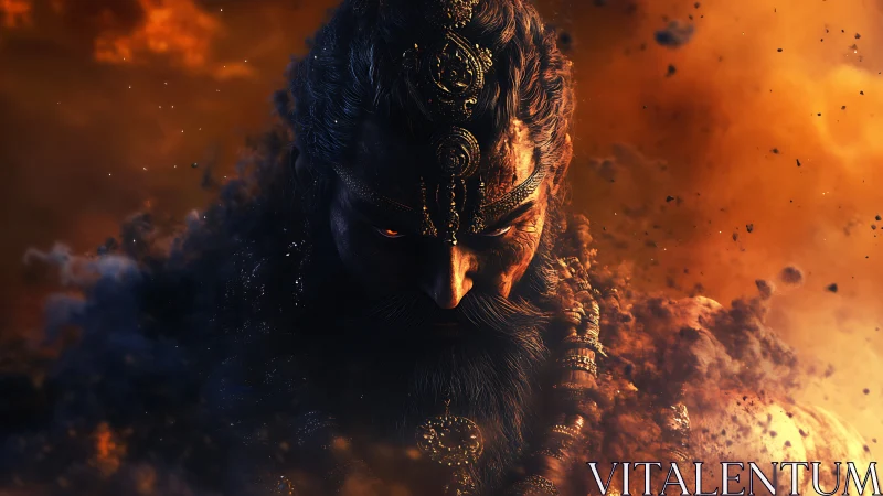 Storm-Forged Deity Emerging From Ember-Heavy Darkness.