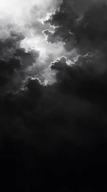 Volumetric storm cloud strata under extreme chiaroscuro lighting.
