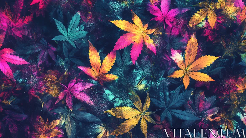 Neon maple foliage in layered nocturnal abstraction.