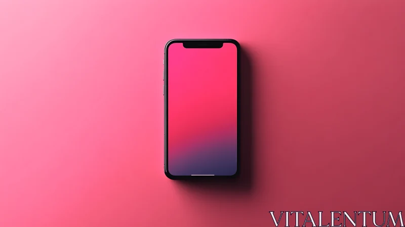 Smartphone mockup with gradient display on pink background.