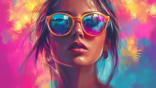 Neon-splashed daydream slips behind mirrored summer shades
