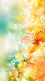 Luminous Garden Dance: Translucent Blooms in Golden Reverie.