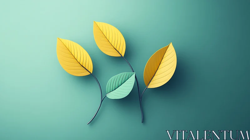 Minimalist paper leaves on teal gradient background.