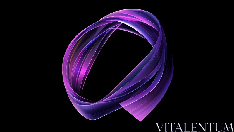 Looped purple light ribbon on black digital background.
